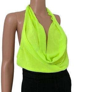 Double Zero Lime Green One Piece Backless Halter Top